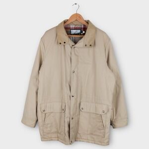 Vintage Fieldmaster Barn Jacket Men's Large Plaid Lined Tan Corduroy Collar